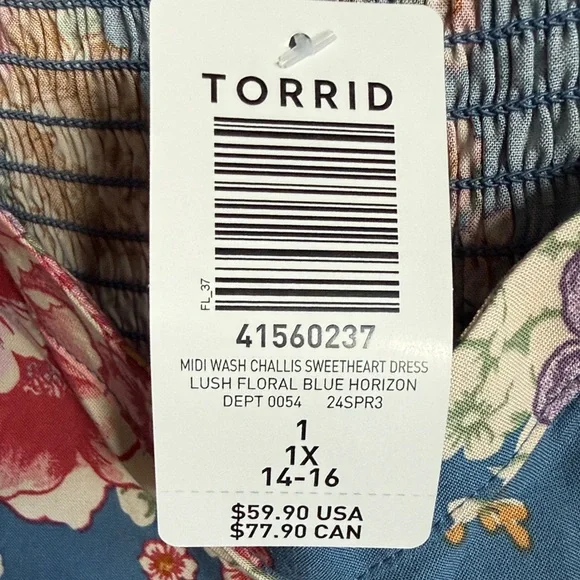 Torrid Floral Print Midi Dress in Blue and Pink - Picture 7 of 7